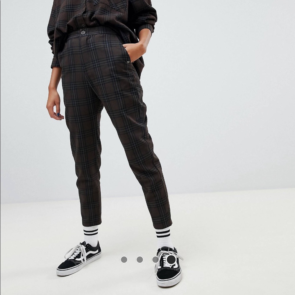 ASOS Dark Brown plaid pants